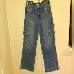 Juniors Sz 1 Blue Cargo Jeans